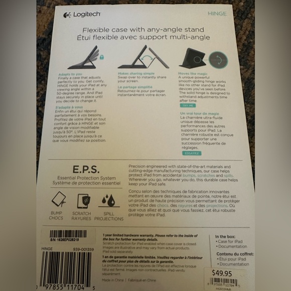 NWT NIB Logitech HINGE Flex Flexible Case for iPad Mini 2 and 3 Black HTF - Picture 2 of 3